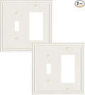 2-Pack Combo Toggle/Decorator Light Switch Cover Plate, Light Almond Decorative Electrical Outlet Covers, Durable Solid Zinc Alloy Wall Switch Plates and Outlet Covers