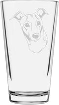 Italian Greyhound Dog Themed Etched All Purpose 16oz Pint Glass