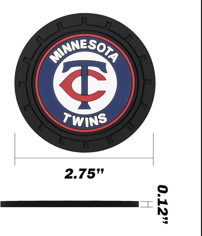 Silicone Twins Car Cup Holder Coasters,Baseball Fans Car Coasters for Minnesota Twins Fans, Non-Slip Universal Fit Cup Holder Insert