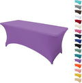 8FT Table Cloth for Rectangular Fitted Events Stretch Light Purple Table Covers Washable Spandex Tablecloth Protector for Party, Wedding, Cocktail, Banquet, Festival
