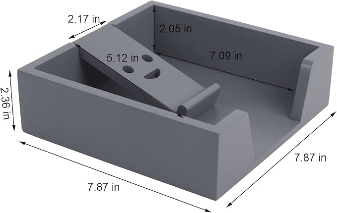 Bamboo Flat Napkin Holder with Weighted Arm Decorative Napkin Tray Dispenser for Table Kitchen Bathroom Dinning (grey)