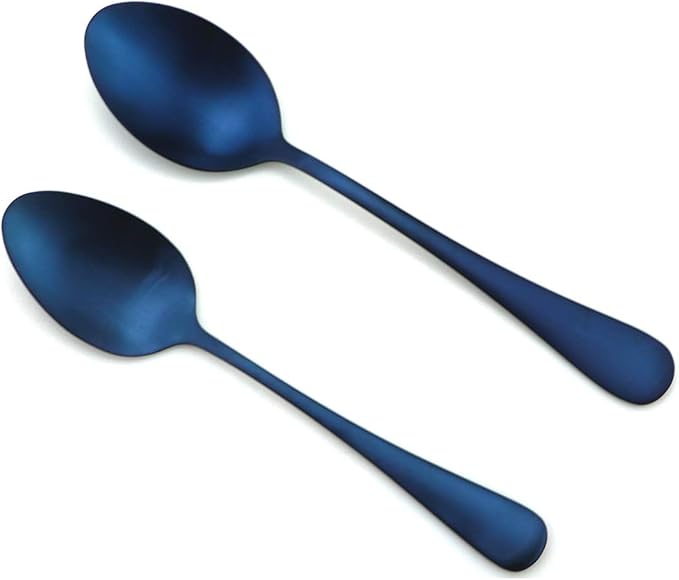 JASHII Modern Royal 20 Pcs Blue 18/10 Stainless Steel Utensils Cutlery Dinnerware Set w/ 4 Pcs Straw, Knife Fork and Spoon Flatware Set for Wedding Festival Christmas Party Service for 4