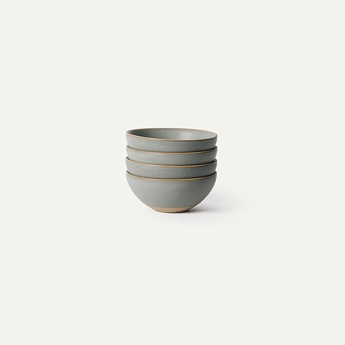 MORA Small Bowls Set of 4, 16oz Ceramic Pottery Dessert Bowls - Microwave, Oven and Dishwasher Safe - Peppercorn