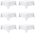 6-Pack White Tablecloths for Square Tables, 54 x 54 Inches, Stain-Resistant Polyester Fabric for 2 Foot Tables - Washable Table Covers for Weddings, Banquets, Birthday Parties, Events
