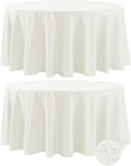 Fokitut 2 Pack Waterproof Round Tablecloth, 120 Inch, Stain Resistant and Wrinkle Polyester Table Cloth, Fabric Table Cover for Kitchen Dining, Wedding, Party, Holiday Dinner-Ivory