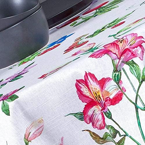 Maison d' Hermine Table Cloth Round Table 100% Cotton 69 Round Inches Tablecloth Reusable Decorative for Dining Room Farmhouse Home Valentines Day Decorations Spring Summer - Giverny