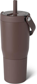 BrüMate Resa 25oz 100% Leakproof Travel Tumbler w/Handle & Straw | Flexible SoftSip Straw | Silicone Sleeve for Durability | Stainless Steel | Cup Holder & Travel Friendly Water Bottle (Java)