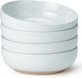 Pasta Bowls Set of 4, 34oz Speckled Ceramic Bowls Set for Serving Salad, Pasta, Soup, Dinner, 8" Wide and Deep Bowls, Dishwasher & Microwave Safe, Matte Terracotta Base (Gray White)