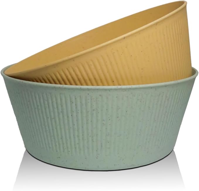 WANBY Large Cereal Bowls Wheat Straw Fiber Salad Bowls Lightweight Unbreakable Dinner Bowls Set Dishwasher & Microwave Safe (8 Pack 54Oz)