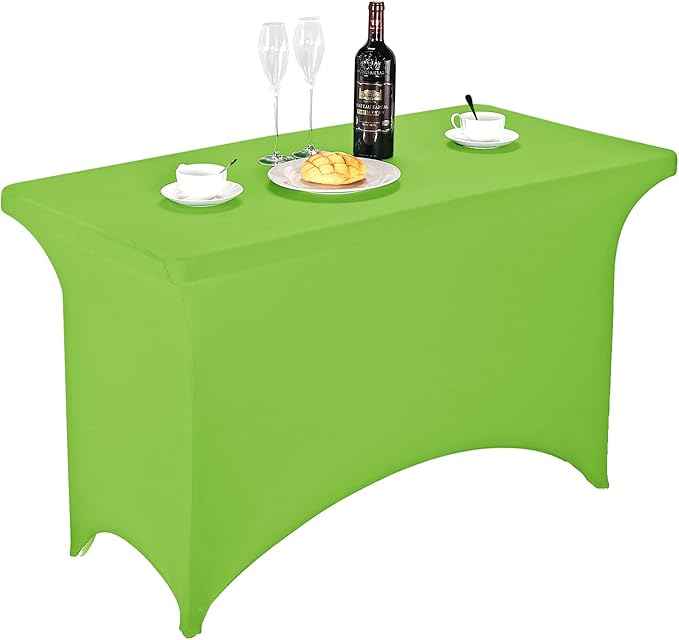 LZY Spandex Fitted Stretch Table Cover for 4ft or 6ft or 8ft Folding Table, Rectangular Cocktail Tablecloth, Perfect for Party or Banquet