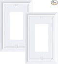 2-Pack Decorator Wall Plate Cover, Pure White Decorative Switch Plates and Outlet Covers, Durable Natural Bamboo Fiber Wall Plates for Electrical Outlets, Receptacle, GFCI Outlet, Dimmer Switch