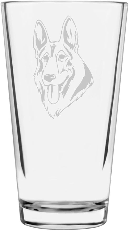 German Shepherd Custom Personalized Dog Themed Etched All Purpose 16oz Pint Glass