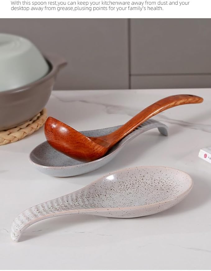 Spoon Rest for Stove Top, Ceramic Spoon Holder Large 9 Inches, Spault Rest for Kitchen Counter Coffee Spoon Holder Cooking Utensil Rest, Farmhouse Kitchen Décor, Christmas Gift, Green