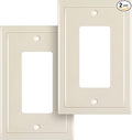 Henne Bery Modern Edge Decorative Wall Plate Switch Plate Outlet Cover, Durable Solid Zinc Alloy (Single Decorator 2PK, Light Almond)