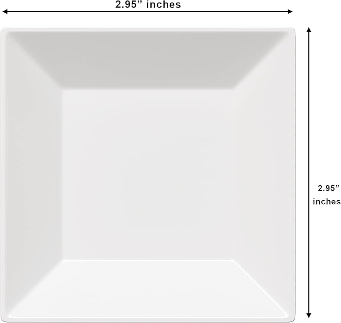 Exquisite Mini Disposable Appetizer Plates - 100 Pack 2.95" x 2.95" White Plastic Dessert Plates - Elegant Design for Weddings, Birthdays, and Formal Parties - Stackable and Convenient - BPA Free