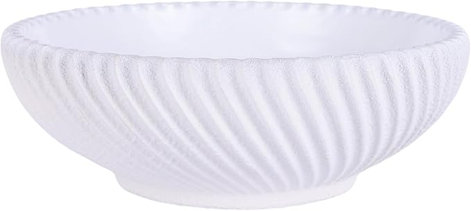 DOVDOV White Beveled Edge Decorative Bowl Large Modern Fruit Bowl Home Decor Bowl for Kitchen Countertops, Coffee Tables, or Entryway Tables Minimalist Key Holder and Centerpiece Fruit Bowl