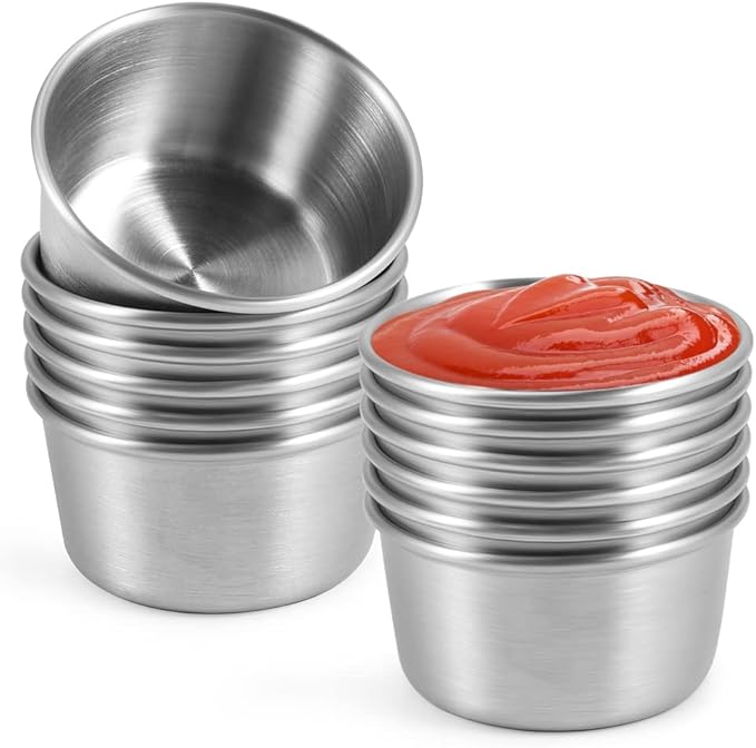 Ramekin Sauce Dipping Bowl Mini Sauce Cups Pudding Condiment Cups for Home Party Restaurant (Sliver 12PCS 60ml)