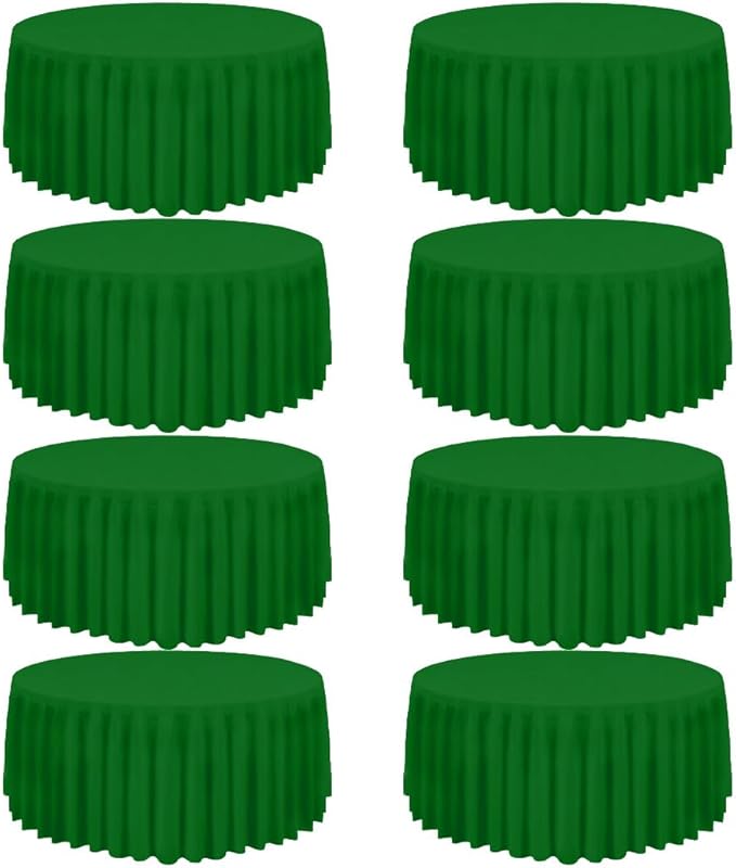 8 Pack Round Tablecloth 120 Inch Cloth Green Table Cloth for Round Tables, Washable Polyester Tablecloth Stain and Wrinkle Resistant Decorative Table Cover for Wedding Party Dining Banquet
