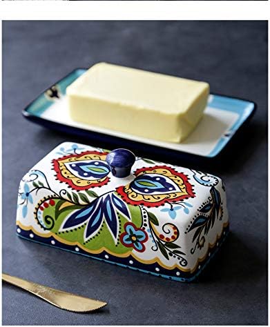 Butter Dishes with Covers, for Serving Tray Cheese, Dessert, Fruit and More Appetizer Plates (Hand Drawn)