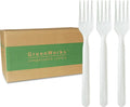 GreenWorks 1000 Count 7" Heavy-duty Compostable Forks, BPI Certified Large Bulk Disposable Cutlery Fork