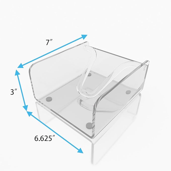 Clear Acrylic Gravity-Fed Napkin Holder with Weighted Arm, 6.5x6.5 Inch - Keeps Napkins in Place, Stable for Outdoor Dining Table & Patio