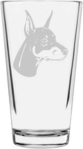 Doberman Pinscher (Dobermann) Dog Themed Etched All Purpose 16oz Pint Glass