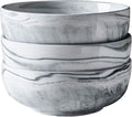 Yundu 56 OZ Gray Marble Porcelain Bowls, Popcorn Bowl, Fruit, Cereal, Pasta, Large, Soup, Serving, Pho Bowl Sets, Microwave and Dishwasher Safe Bowls For Kitchen, Set of 3