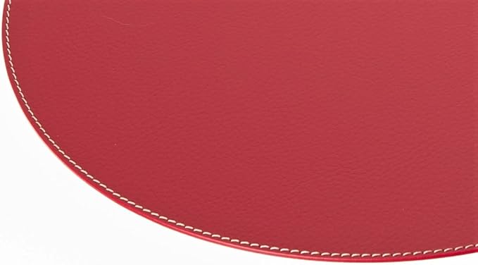 Nikalaz Oval Placemats Set (Pack of 4) Recycled Leather Table Mats 18 x 13 inches (45.7 x 33 centimetres), Kitchen Dining Table Decor by Nikalaz (Red)
