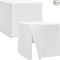 HolidayIdeas 2 Pack Square Fitted Table Covers - 34 x 34 Inch - Fabric Table Clothes Versatile Tablecloths for Parties, Holiday Dinner, Trade Show, Vendor Stand (White)
