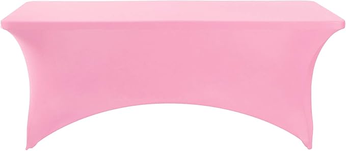Fokitut 6 Pack Spandex Table Cover for 6FT Table Universal Fitted Stretch Tablecloth for Party, Banquet, Wedding and Events-Pink