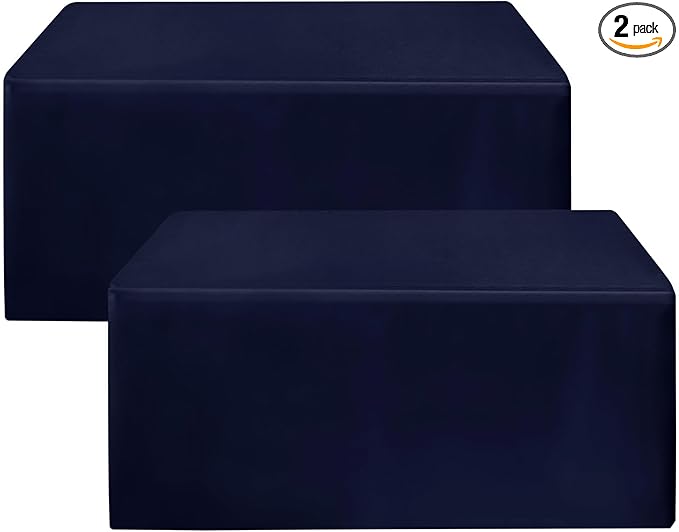 HolidayIdeas Fitted Table Covers for 6 Foot Tables - 72 x 30 Inch - 2 Pack Rectangle Navy Table Clothes Polyester Fabric Table Cover for Folding Table, Parties, Holiday Dinner, Wedding, Trade Show