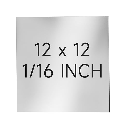 304 Stainless Steel Sheet - 12" X 12" X 1/16" Thin Stainless Steel Plate 1/16 Inch Thickness with Protective Film Metal Sheets Shim Stock for Kitchen DIY Crafting (305 x 305 x 1.6 mm)