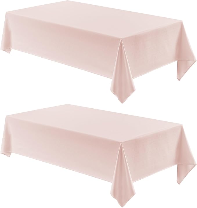 2 Pack Rectangle Tablecloth, 60x104 inch, Water Resistant Wrinkle Free Linen Textured Table Cloth Washable, Decorative Fabric Table Cover for Dining, Party and Camping, Pink