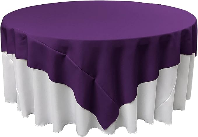 LA Linen Polyester Poplin Washable Square Tablecloth, Stain and Wrinkle Resistant Table Cover 72x72, Fabric Table Cloth for Dinning, Kitchen, Party, Holiday 72 by 72-Inch, Purple