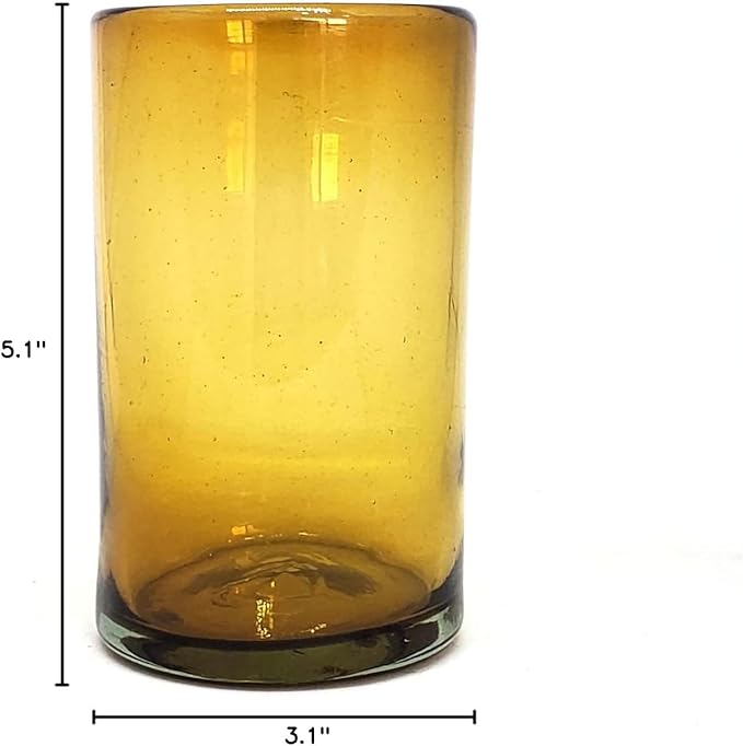 Solid Amber 14 oz Drinking Glasses (set of 6), Recycled Glass, Lead-free, Toxin-Free (14oz Drinking)