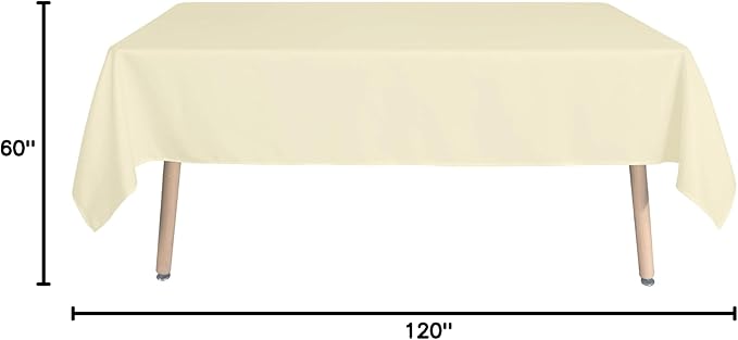 sancua Rectangle Tablecloth - 60 x 120 Inch - Stain and Wrinkle Resistant Washable Polyester Table Cloth, Decorative Fabric Table Cover for Dining Tables, Buffet Parties and Camping, Beige