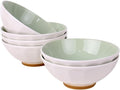 Set of 6 Large Pasta Bowls 29 oz, Green Porcelain 7 inch, Microwave Oven Dishwasher Safe Scratch Resistant