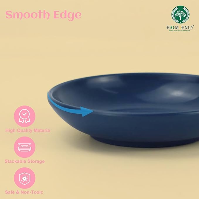 Homienly Plastic Dipping Plates Set of 8-4 inch Wheat Straw Plates Soy Sauce Dish & Bowl, Small Dipping Sauce Bowls, Mini Appetizer Plates for Side Dishes, Condiment,BBQ and Party Dinner - MultiColor