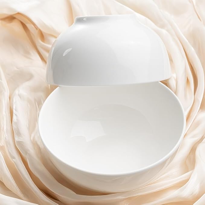 Fine Bone China Bowl, 6 Inches, Set of 6, Fine Glaze With Pure White Color Easy to Clean, Thin Thickness and Light Weight, Service for Salad, Rice, Soup and Pasta, Microwave and Dishwasher Safe
