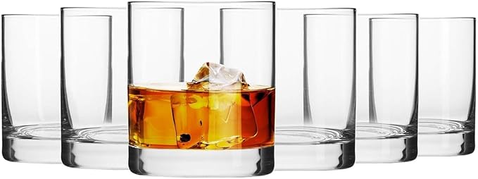 Krosno Whisky Sour Tumbler Glasses Old Fashioned Bourbon Cognac Brandy | Set of 6 | 10.1 oz | Blended Collection | Perfect for cocktails, drinks, water, juice, scotch, irish liquor, whisky