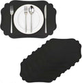Black Faux Leather Placemats Set of 6,Waterproof PU Placemat for Dining Table,Wipeable Eco-Friendly Kitchen Table Mats Heat Resistant Anti Slip Washable,Modern Table Protectors