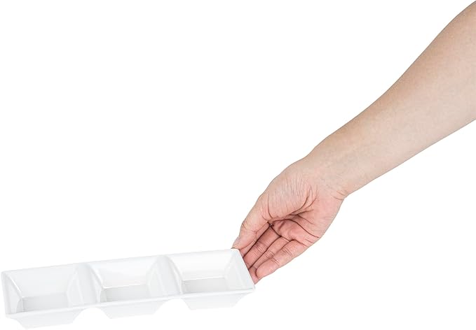 Melamine Triple Bowl, Melamine Triplet Bowl Set - Square Bowls - White - 8.8" - 10ct Box - Voga - Restaurantware