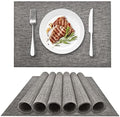 DACHUI Placemats Set of 6, Linen Look Woven Place Mats, Water Resistant, Heat Resistant, Washable, Durable Table Mats (Grey)