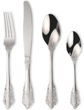 Vintage Silverware Flatware Set for 6, European Classic Style 24 Pieces Stainless Steel Tableware Cutlery Set,Fine Kitchen Utensils for Wedding Restaurant Hotel Christmas