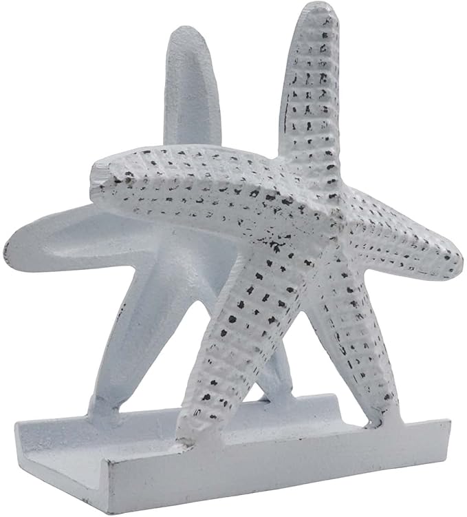 Nautical Starfish Lunch/Dinner/Metal Napkin Holder/Kitchen Napkin/Beverage Cocktail/Ocean/Coastal By The Metal Magician (Distressed White)