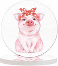Cute Pig with Bandana Coasters for Drinks Cartoon Animal Sketch Portrait Sit Lovely Adorable Farm for Tabletop Protection Coffee Table Living Room Kitchen Office Home Decor 2 Pcs,4 Inch