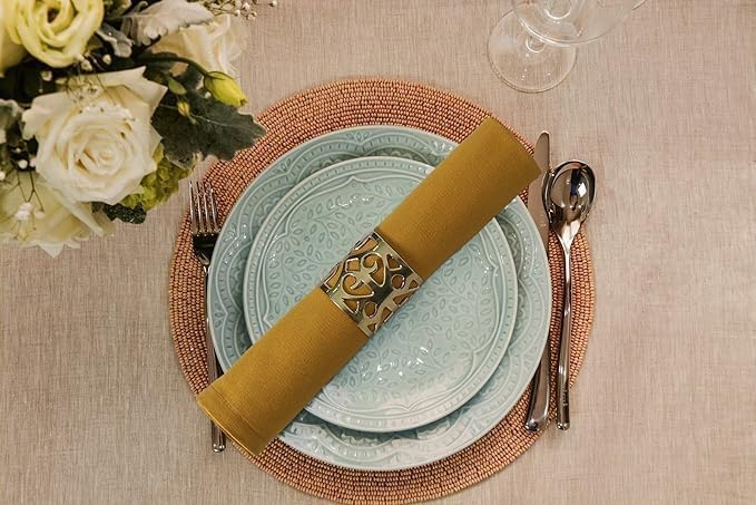 Accent Home 100% Cotton Napkins, Delicate Cloth Napkins for Dinners, Parties and Weddings，18 x 18 Inch Set of 12 - Mustard