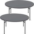 Round Spandex Tablecloth 2 Pack, Elastic Fitted Waterproof Tablecloths for 36"-44" Tables, Stretch Washable Picnic Table Cover for Camping, Dining, Indoor and Outdoor, Grey