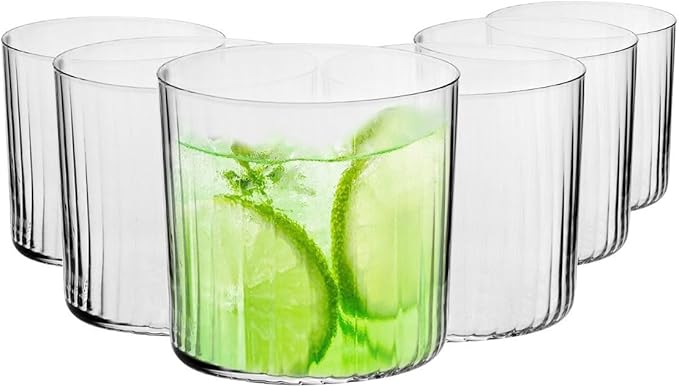 Krosno Textured Wavy Cider Glasses, Set of 6, 13,86 Fl. OZ, Mixology Lumi Collection, Water, Juice and Cold Drinks, For Everyday Use, Dishwasher Safe, Made in Europe