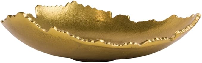 Red Co. 12” Decorative Antique Golden Allure Torn Metal Centerpiece Bowl with Sculpted Edges